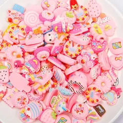 デコパーツ 大量 100個入 デコパーツ 大きめ 花 ハンドメイド パーツ お菓子 チョコ ホイップデコ ホイップデコパーツ 安い イヤリング パーツ ピアス パーツ デコホイップ ハンドメイド資材 (ピンク) 0