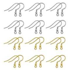 YFFSFDC ピアスフック 約40個セット シルバー925 丸玉付き 釣針ピアス 金属アレルギー対応 キャッチ付き ピアス金具 ジュエリー用 パーツ DIY材料 手作り（20個925シルバー+20個14 Kゴールド） 0