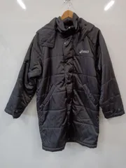 ピ336●asics●アシックス●アウター●ベンチコート●ダウンコート●黒●サイズS●フード取り外し可能