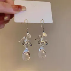 アレルギー対応 ガラス水滴チェーンピアス (T)