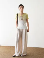 接触冷感ストレートワイドパンツ (T)