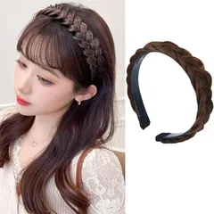 新品 カチューシャ 三つ編み 前髪 髪留め ヘアバンド 髪飾り ヘアアクセサリー 滑り止め 痛くない かわいい 自然 軽量で通気性が良い 着用簡単 小顔効果 増量 ウィッグの前髪 普段使い 通勤 通学 文化祭 キャンパス オフィスなどに最適 (淡い茶色 規範
