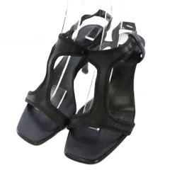 グッチ GUCCI サンダル ストラップ レザー スクエアトゥ 34.5cm C ブラック /TK