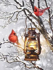 Dona Gelsinger クロスステッチ 図案 刺しゅう チャート 【 Cozy Cardinals 】 Heaven And Earth Designs 上級者 全面刺し HAED 雪 冬 雪景色