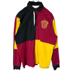 ハリーポッター グリフィンドール 刺繍 ラグビー S ブラック レッド イエロー 映画  ポロシャツ レディース ユニセックス メンズ 古着 長袖
