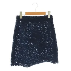 ミュウミュウ miumiu フラワー刺繍スカート 台形スカート ミニ 38 ネイビー MG1136 /DF ■OS