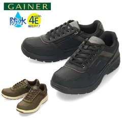 ウォーキングシューズ メンズ 幅広 4E 防水 スニーカー 紐 靴 ファスナー カジュアル 防滑 GAINER ゲイナー GN033 BLACK ブラック  KHAKI カーキ ローカット