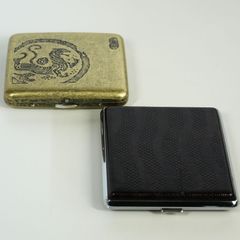 [IM] シガレットケース　2個セット　現状品　スチール製　レザー調