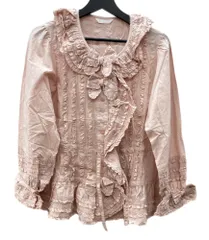 【美品】ピンクハウス　ブラウス　ピコフリル　レース　タック　ネイビー 2025年最新】ピンクハウス ピコフリル ピンタック ブラウスの人気