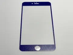 iPhone 6 Plus／6s Plus／7 Plus／8 Plus 5.5インチ 9H 0.26mm 枠青色 銀ラメ 強化ガラス 液晶保護フィルム 2.5D KA99