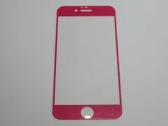 iPhone 6 Plus／6s Plus／7 Plus／8 Plus 5.5インチ 9H 0.26mm 枠桃色 銀ラメ 強化ガラス 液晶保護フィルム 2.5D KA93