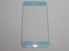 iPhone 6 Plus／6s Plus／7 Plus／8 Plus 5.5インチ 9H 0.26mm 枠水色 銀ラメ 強化ガラス 液晶保護フィルム 2.5D KA95