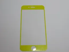 iPhone 6 Plus／6s Plus／7 Plus／8 Plus 5.5インチ 9H 0.26mm 枠黄色 銀ラメ 強化ガラス 液晶保護フィルム 2.5D KA96