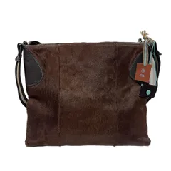 GABS(ガブス) ショルダーバッグ - ダークブラウン×ダークグレー×ライトブルー レザー