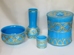 Ｔ７９５　蓋置　『浅黄交趾　荒磯』『平安　勝見永泉 造』　共箱　茶道具 T795 蓋置 『浅黄交趾 荒磯』『平安 勝見永泉 造』 共箱 茶道具