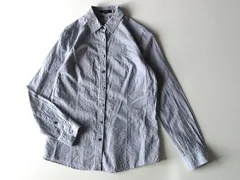 BURBERRY LONDON バーバリーロンドン ホースロゴ刺繍 裏地ノバチェックパイピング ストライプシャツ ブラウス 40 グレー 三陽商会正規品