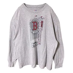 2XL メジャーリーグ チームロゴ グレー オーバーサイズ ロンT プリント マジェスティック メンズ レディース ユニセックス 古着 長袖