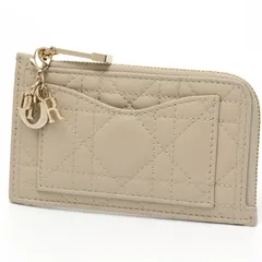 ディオール / DIOR　レディディオール コスモス ジップ カードホルダー / カードケース　S0965ONMJ　カナージュ ラムスキン　グレージュ系 【中古】 商品番号 S-159427