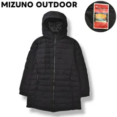 【美品】 ミズノ アウトドア MIZUNO OUTDOOR キルティング ダウン コート ロング ジャケット ブレスサーモ BREATH THERMO ジャンパー ウィンドブレーカー L ブラック スポーツ カジュアル ウェア メンズ