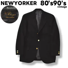 80s 90s ヴィンテージ 日本製 ニューヨーカー NEWYORKER The Blazer ザ ブレザー 段返り 3B シングル テーラード ジャケット ノッチドラペル センターベント 背抜き 金ボタン 88YA4 ブラック メンズ