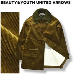 ビューティーアンドユース ユナイテッドアローズ BEAUTY＆YOUTH UNITED ARROWS スパニッシュ コート 太畝 コーデュロイ ショールカラー ニット セーター 切替 総裏地 L ブラウン x ストライプ柄 ブルー セレクト カジュアル メンズ
