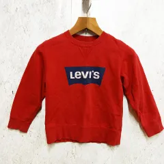 levis リーバイス キッズ トレーナー スウェット 長袖 ロゴ シンプル レッド 130サイズ 〇□