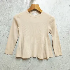 ROPE PICNIC ロペピクニック ペプラム ニット プルオーバー リブニット オフィスカジュアル シンプル ピンク ベージュ Mサイズ 〇◇