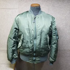 ALPHA INDUSTRIES MA-1 フライトジャケット ジップアップ リブ付き グリーン系 MEDIUM　u7133s