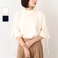 Max Mara マックスマーラ セーター BEVANDA ベヴァンダ ピュア ウール ニット 1366042600 レディース ホワイト 白 ネイビー 秋冬 七分丈 ドローストリング ハイネック シンプル