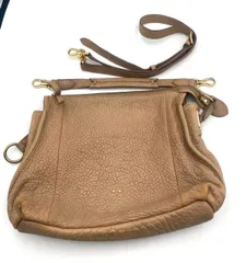 SAZABY サザビー 本革 レザー ショルダーバッグ ベージュ ゴールド金具 斜め掛け可能 柔らかいレザー 上品 レディース