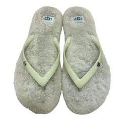 【美品】UGG アグ (25) トングサンダル ビーチサンダル ファー フラット 本革 レザー 希少デザイン
