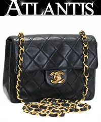 CHANEL シャネル ミニマトラッセ17 チェーンショルダーバッグ ラム 黒 ２番台 【73055】