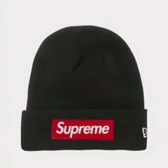 Supreme × New Era コラボ ニット帽 ブラック レッドロゴ シュプリーム
