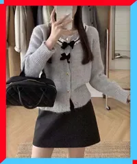 新品 レディース 襟レース ニットカーディガン リボントップス ニットジャケット 秋 春秋 甘め スタイル【送料無料】