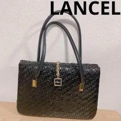 MO-00317 ランセル　LANCEL メッシュ編み　ブラック　ゴールド金具　ハンドバッグ