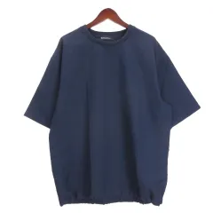 グリーンレーベルリラクシング ユナイテッドアローズ green label relaxing ドットエアー ヘムコード クルーネック Tシャツ 半袖 L ネイビー ■FF