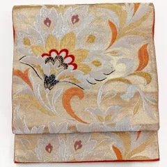 ［6271］袋帯 花唐草文様 金銀糸 六通 正絹 着物 フォーマル