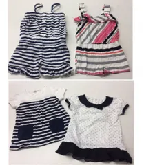 送料無料★女の子ベビー 90サイズ4枚まとめ売り★サロペット ワンピース 半袖シャツ#20815sj27