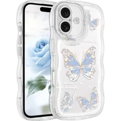 【数量限定】17蝶） (iPhone クリアケース 用 用 アイフォン17 携帯カバー 耐衝撃 スマホケース おしゃれ 人気 薄くて軽い 韓国 かわいい 透明 TPUソフト ウェーブ ちょう 可愛い クリア ケース 17 iPhone MuZiF