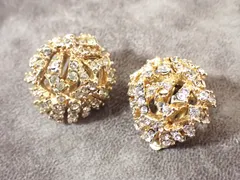 Christian Dior ディオール ゴールドカラー ラインストーン イヤリング レディース アクセサリー