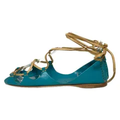 miumiu(ミュウミュウ) フラットシューズ 36 1/2 レディース - ブルーグリーン×ライトブラウン レースアップ レザー