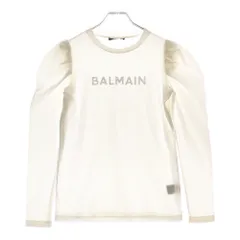 BALMAIN (バルマン) ラメロゴプリント長袖Tシャツ BKUXV 001 ホワイト キッズ