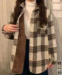 裏起毛チェックシャツジャケット ゆったり