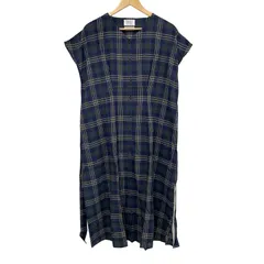 OG33 【美品】FELISSIMO　SUNNY CLOUDS サニークラウズ　ワンピース　コットン　チェック　薄手　フレンチスリーブ　レディース　Lサイズ