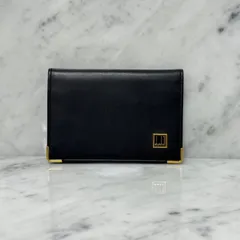 美品 dunhill ダンヒル カードケース ブラック 黒 本革 レザー ゴールド 金