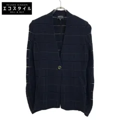 GIORGIO ARMANI ジョルジオアルマーニ ネイビー 3ZAG09 AM43Z 1B ウィンドウペーン ニット ジャケット 40