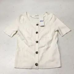 送料無料★新品タグ付き★GU ジーユー★リブダブルポケット半袖カーディガン　リブニット★Mサイズ#50121sjj37