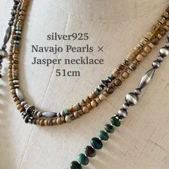 silver925 ナバホパール×ジャスパーのネックレス51cm