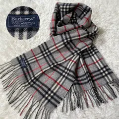 Burberry バーバリーズ　ラムウール　バーバリーチェック　マフラー　ストール　グレー　フリンジ　ノバチェック　英国製　定番　通勤　通学　ユニセックス