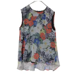 RE277 【美品】Diagram ダイアグラム　グレースコンチネンタル　ノースリーブシフォントップス　総柄　黒地　レディース 36サイズ　オシャレ　レイヤード　重ね着